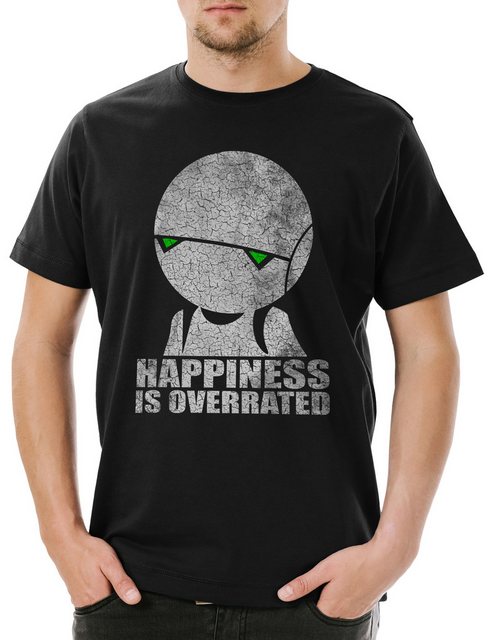 Urban Backwoods Print-Shirt Happiness Is Overrated Herren T-Shirt Depressio günstig online kaufen