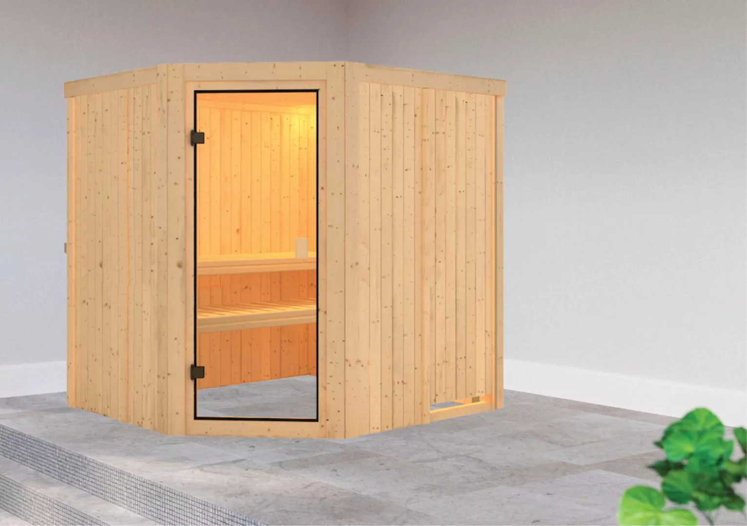 welltime Sauna »Jupiter«, (Set), 9 kW-Ofen mit int. Steuerung günstig online kaufen