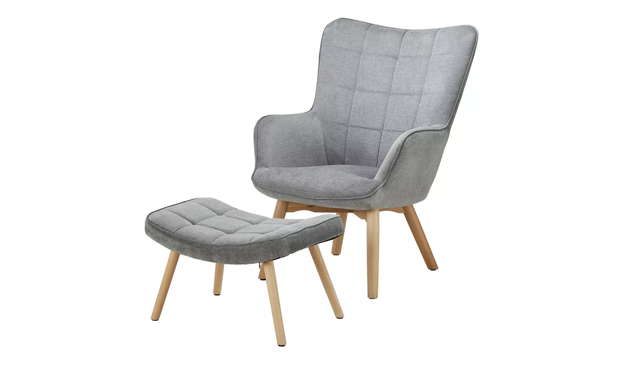 Sessel mit Hocker - grau - Polstermöbel > Sessel > Polstersessel - Möbel Kr günstig online kaufen