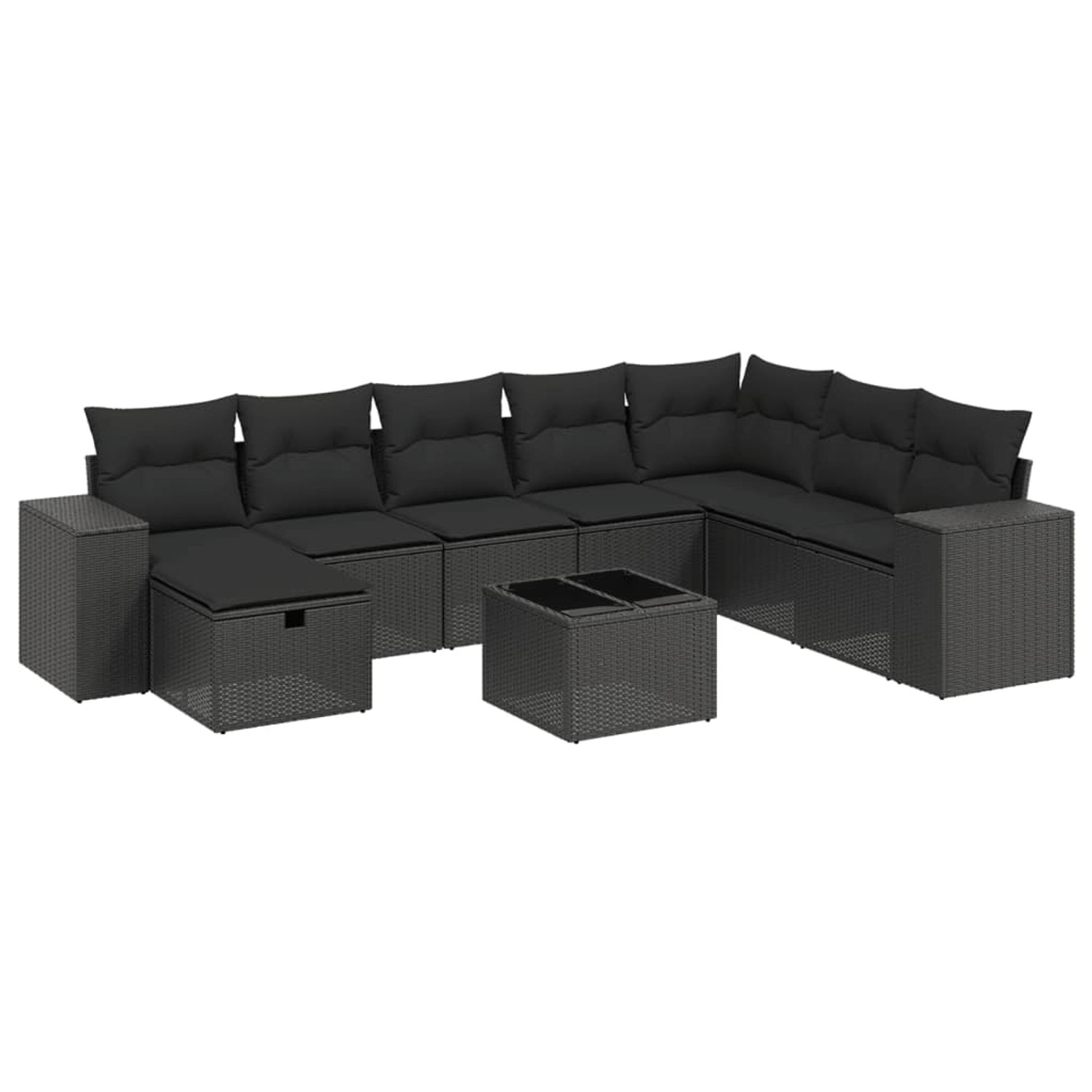 vidaXL 9-tlg Garten-Sofagarnitur mit Kissen Schwarz Poly Rattan Modell 88 günstig online kaufen