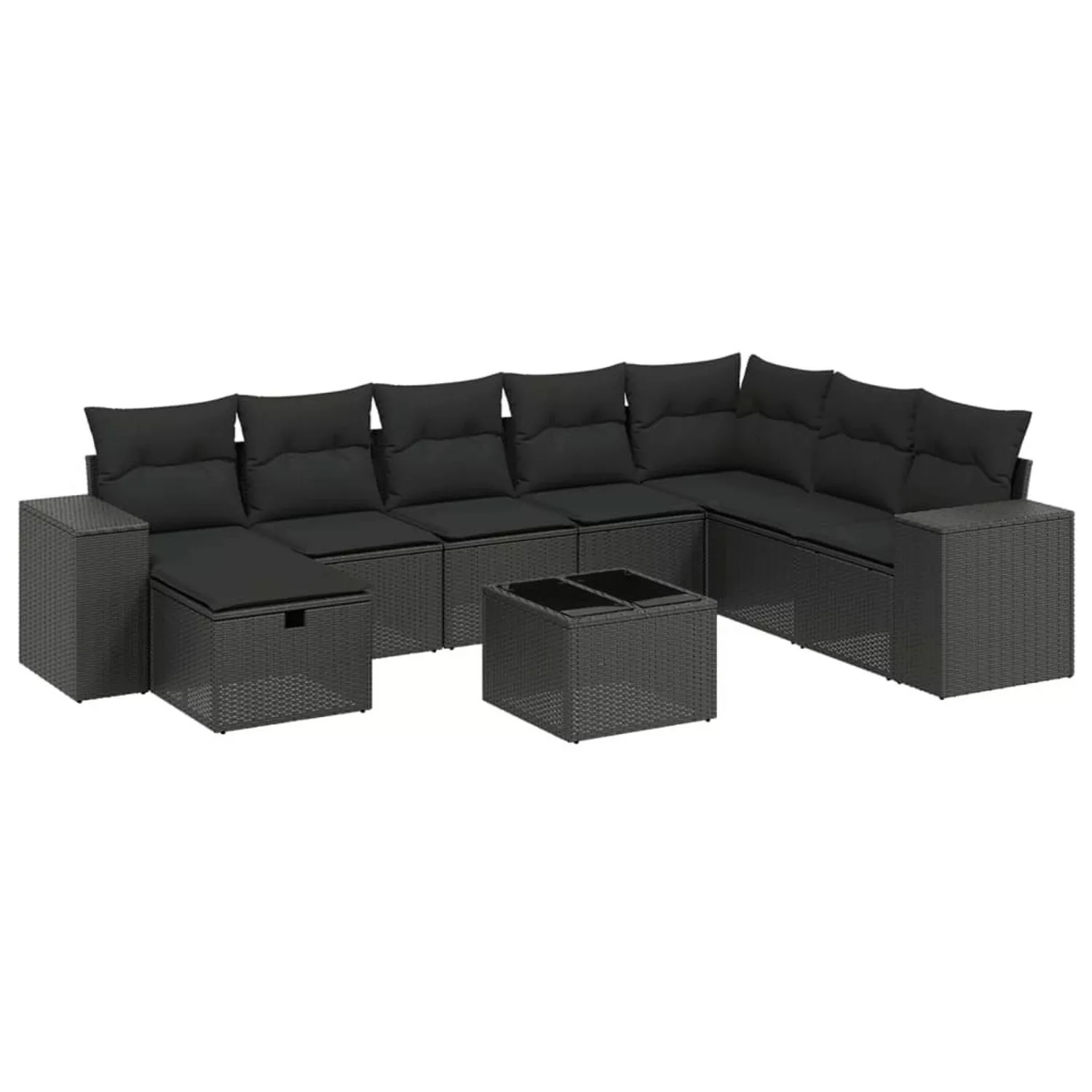 vidaXL 9-tlg Garten-Sofagarnitur mit Kissen Schwarz Poly Rattan Modell 88 günstig online kaufen