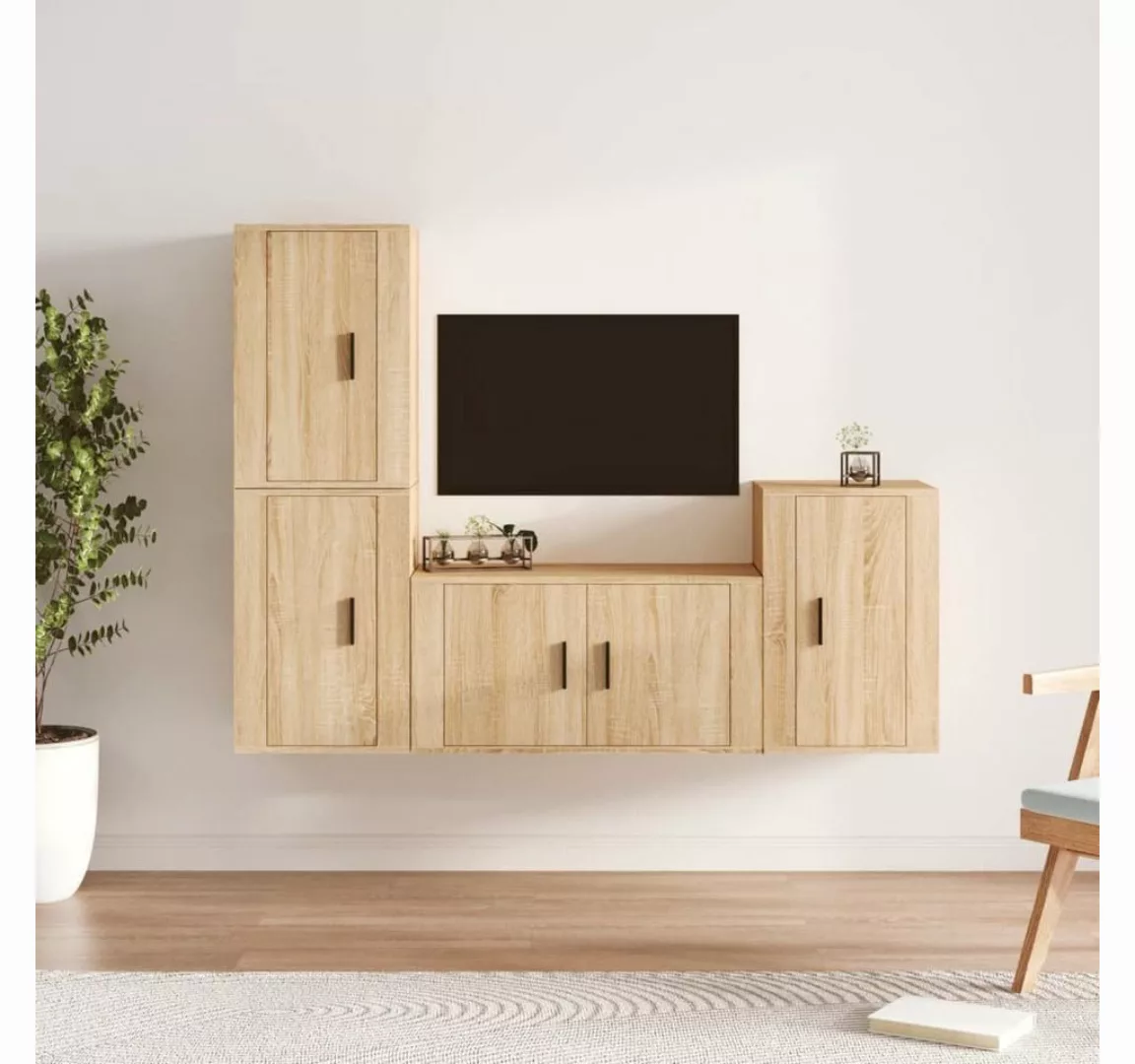 furnicato TV-Schrank 4-tlg. TV-Schrank-Set Sonoma-Eiche Holzwerkstoff günstig online kaufen