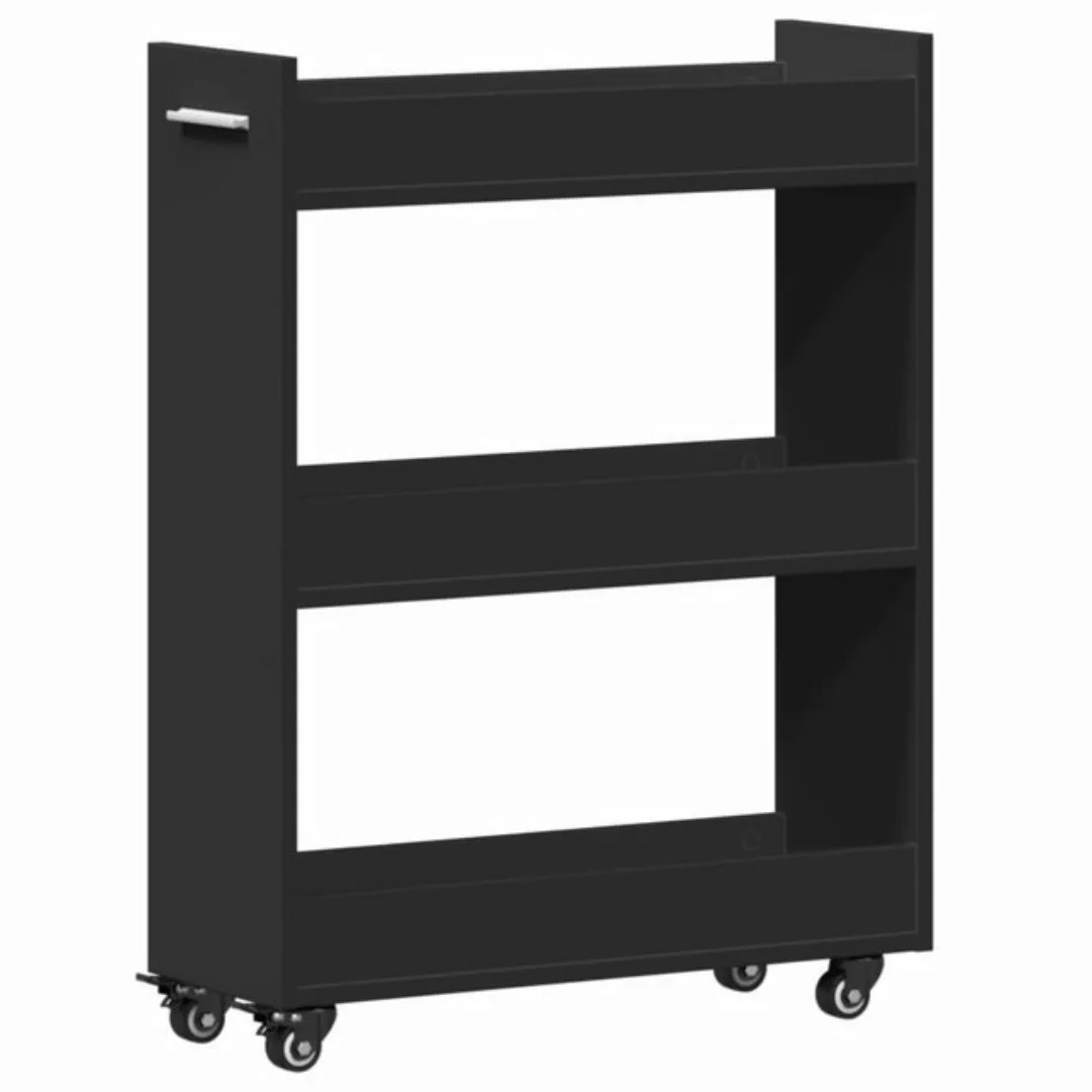 vidaXL Mehrzweckschrank Schrank mit Rollen Schwarz 60x22x79 cm Holzwerkstof günstig online kaufen