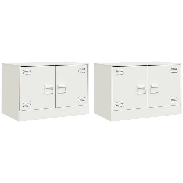 vidaXL TV-Schrank TV-Schränke 2 Stk. Weiß 67x39x44 cm Stahl (2-St) günstig online kaufen