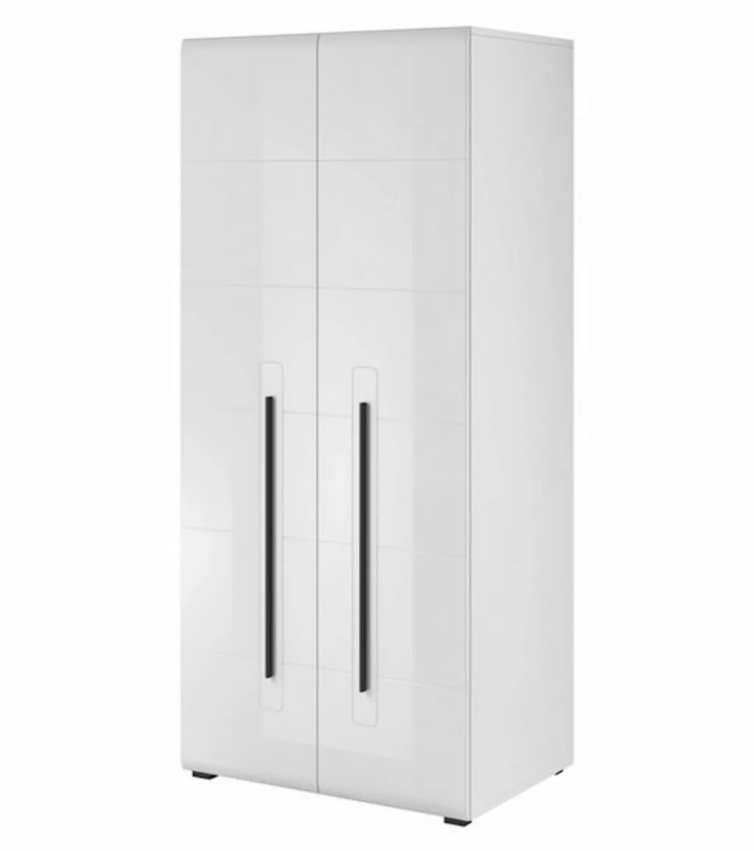 Helvetia Kleiderschrank (Tulsa, 1-St) 90cm weiß / weiß Hochglanz günstig online kaufen