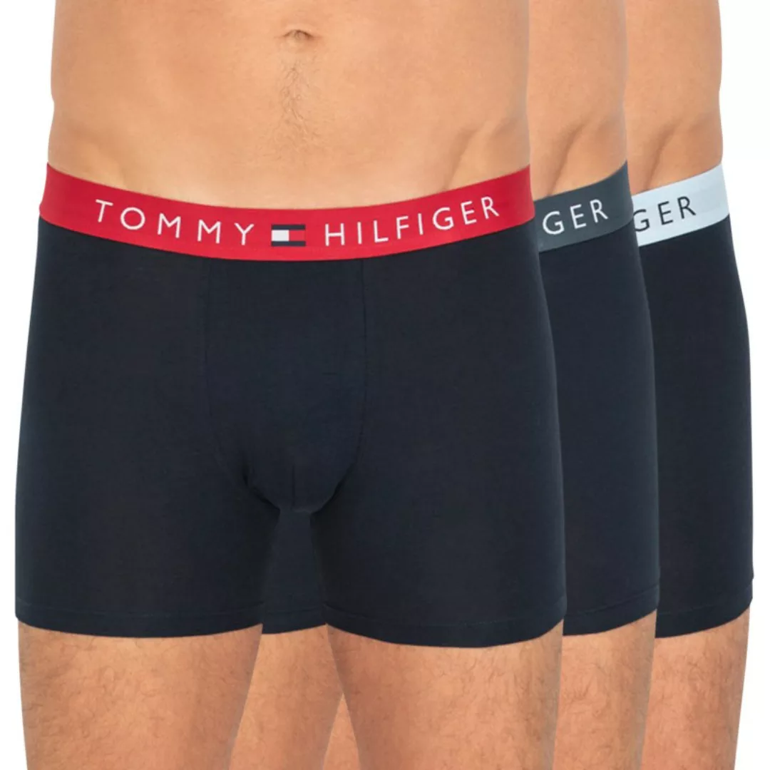 Tommy Hilfiger 3-er Set Trunks Blau mit verschiedenfarbigen Webbund günstig online kaufen