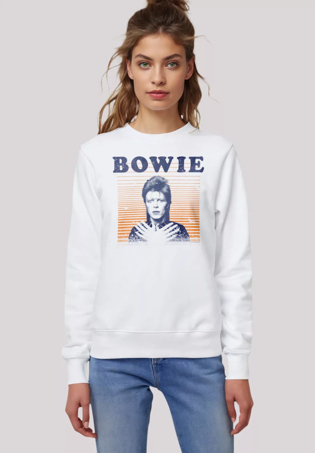 F4NT4STIC Sweatshirt "David Bowie Orange Stripes", Premium Qualität günstig online kaufen