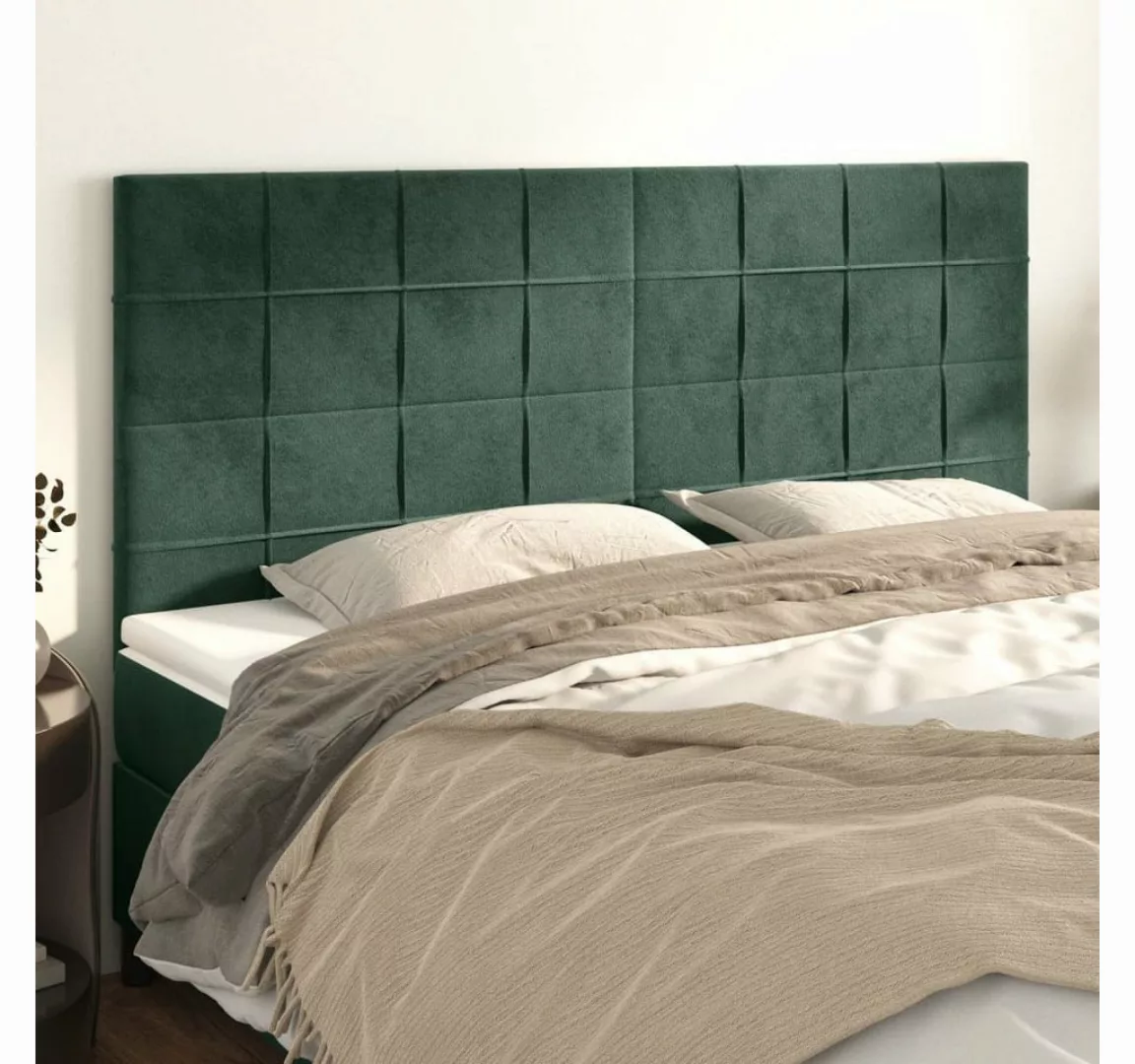 vidaXL Bett, Kopfteile 4 Stk. Dunkelgrün 80x5x78/88 cm Samt günstig online kaufen