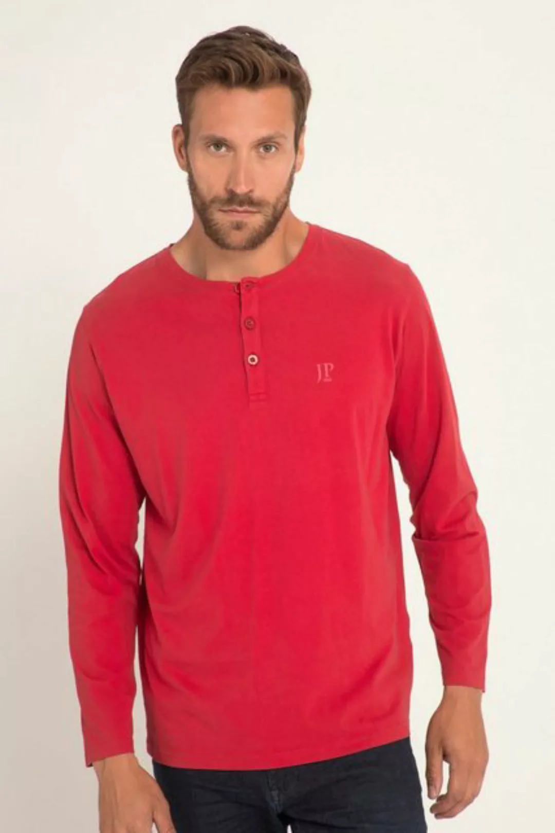 JP1880 T-Shirt Henley Basic Shirt Langarm Knopfleiste bis 8XL günstig online kaufen