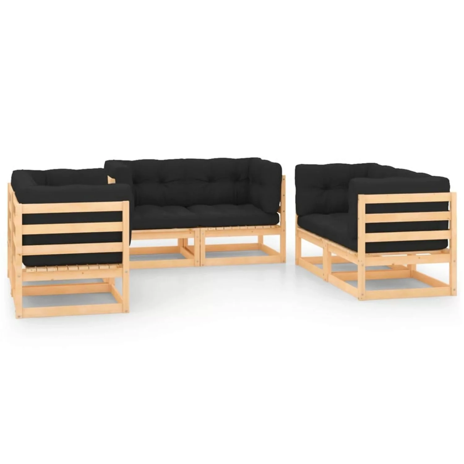 6-tlg. Garten-lounge-set Mit Kissen Massivholz Kiefer günstig online kaufen