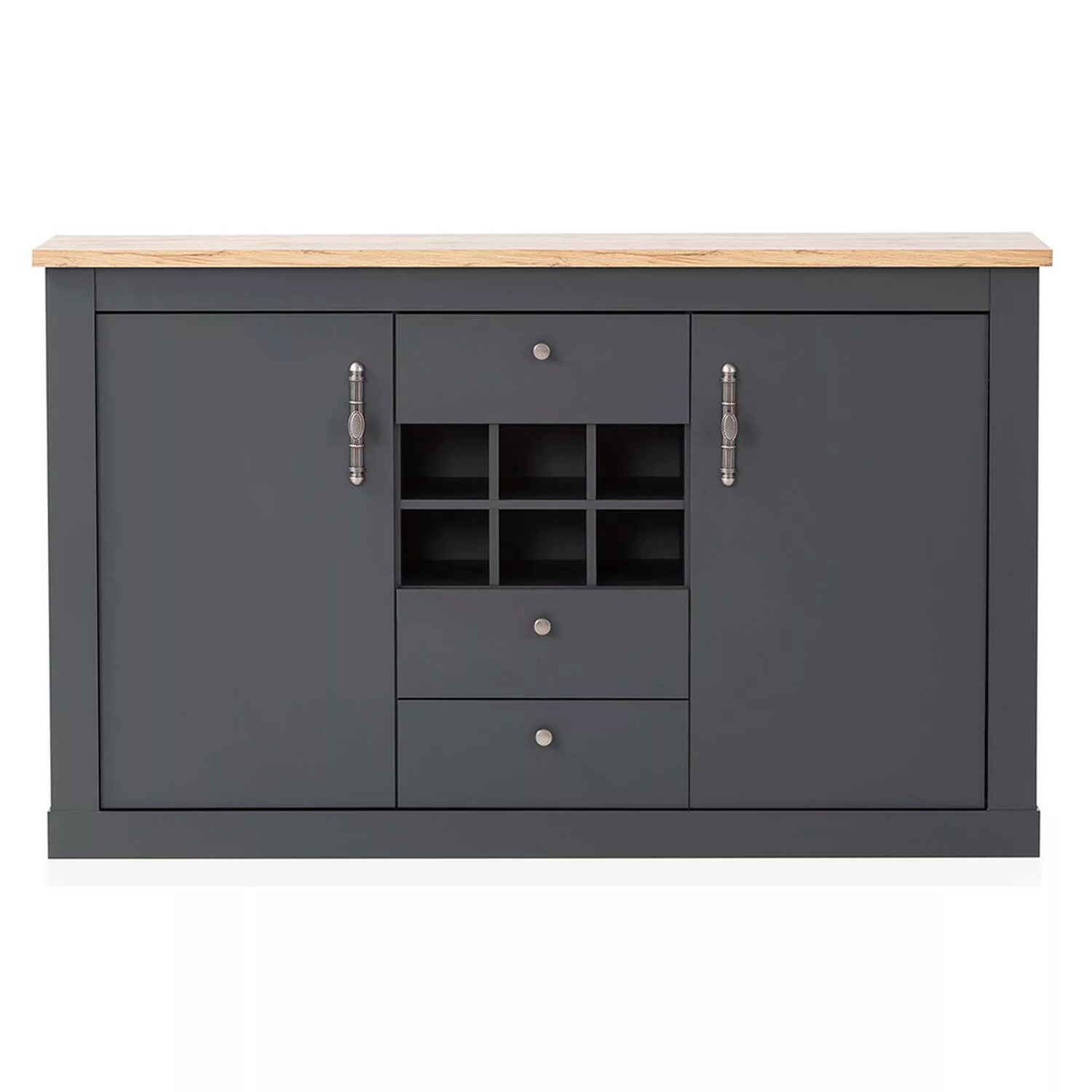 Sideboard im Landhaus Stil CESENA-61 in anthrazit mit Wotan Eiche Nb., B/H/ günstig online kaufen