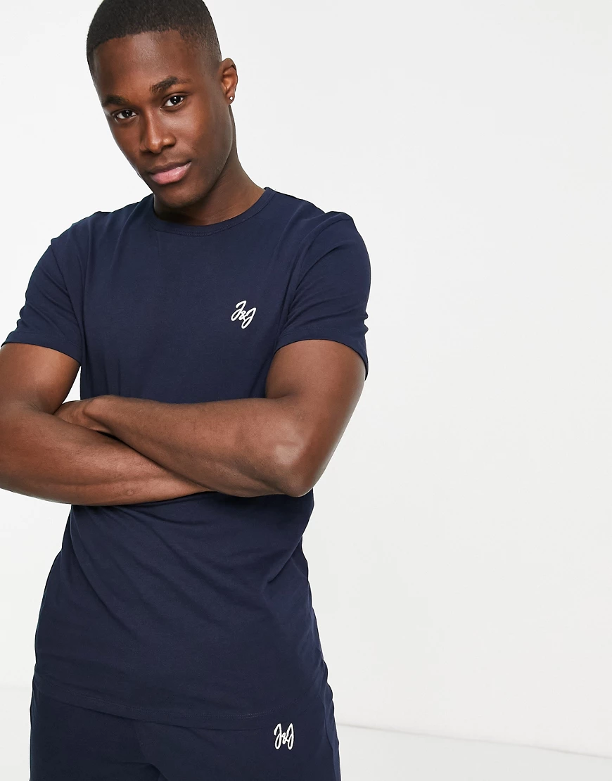 Jack & Jones – Lounge-Set in Marineblau mit T-Shirt und Shorts günstig online kaufen