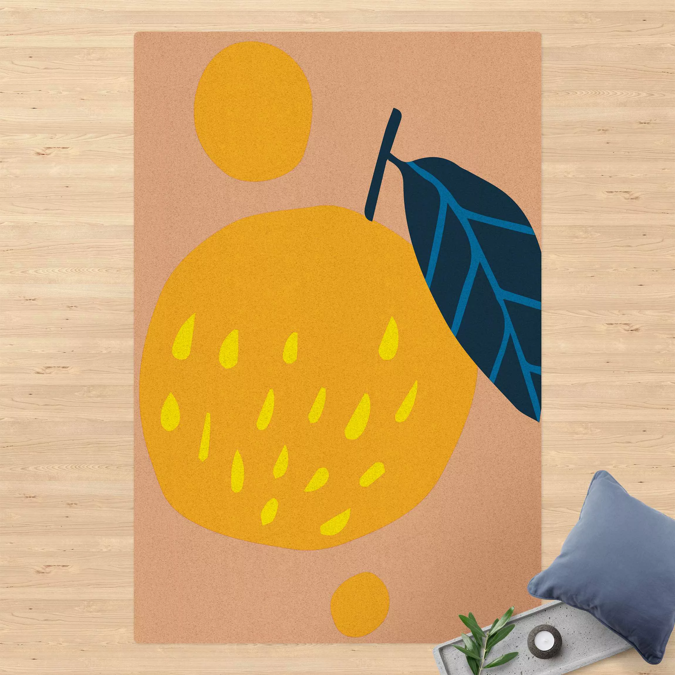 Kork-Teppich Abstrakte Formen - Orange günstig online kaufen