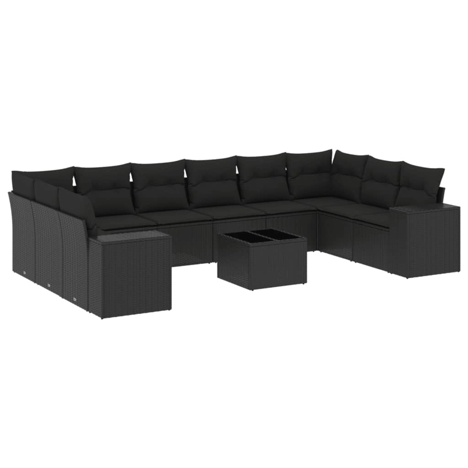 vidaXL 11-Tlg Garten-Sofagarnitur mit Kissen Schwarz Poly Rattan 3223074 günstig online kaufen