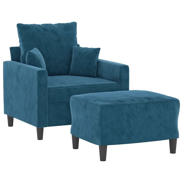 vidaXL Sofa Sessel mit Hocker Blau 60 cm Samt günstig online kaufen