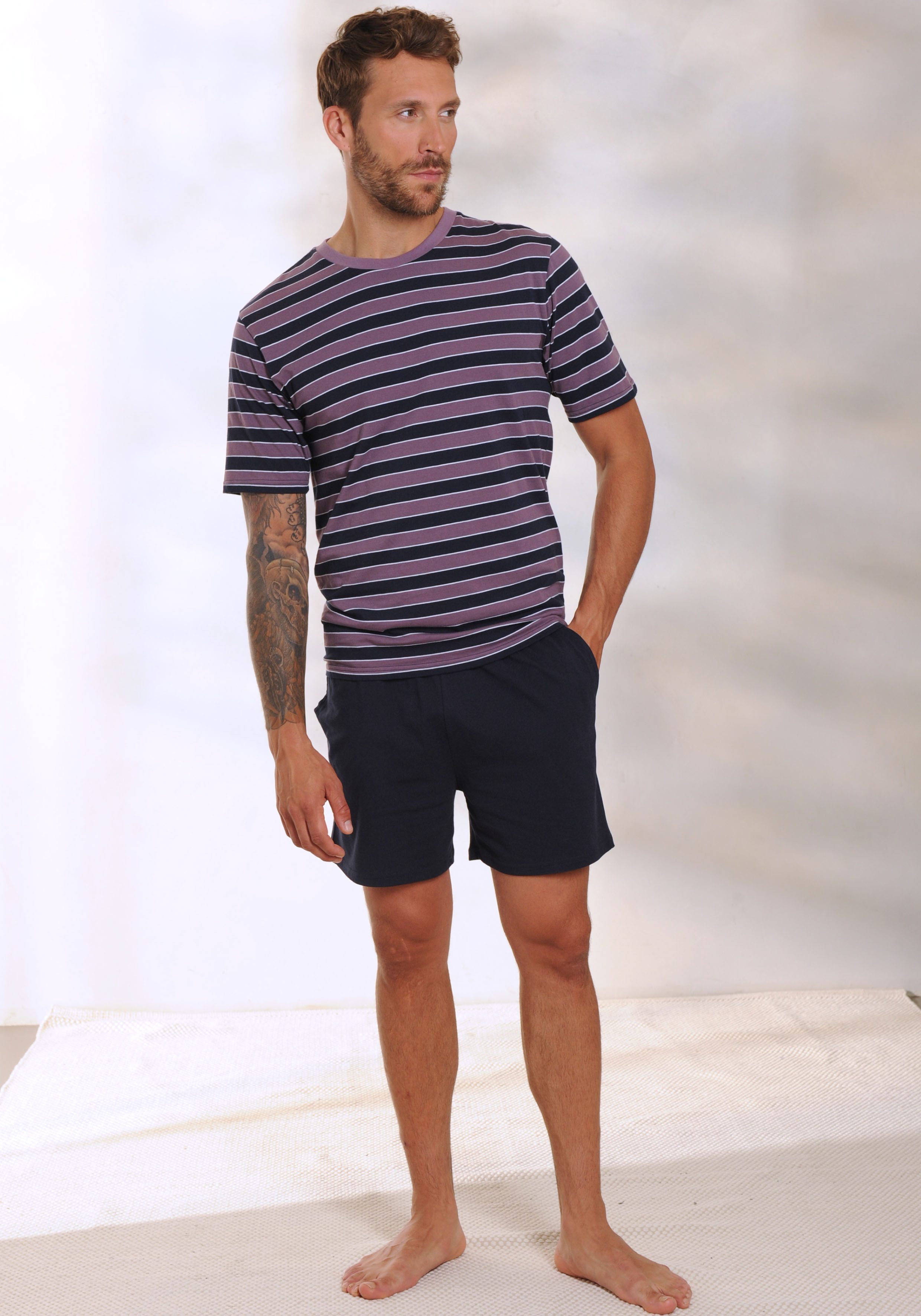 AUTHENTIC LE JOGGER Pyjama, (Packung, 4 tlg., 2 Stück), mit Knopfleiste am günstig online kaufen