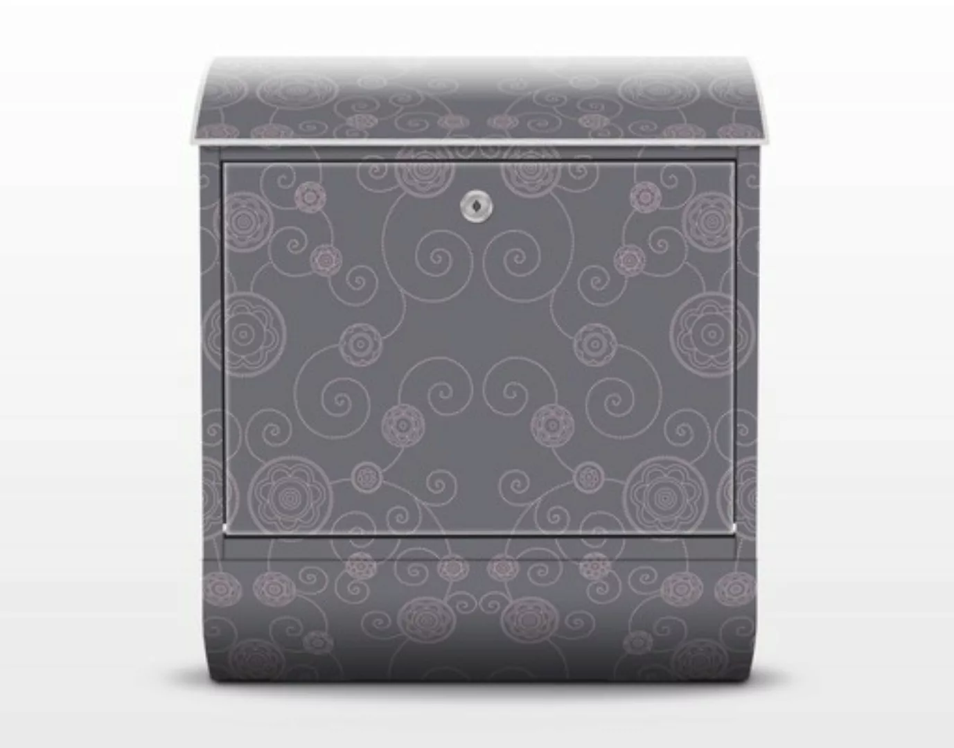Briefkasten Muster & Textur Romantisches Blumenmuster Grau günstig online kaufen