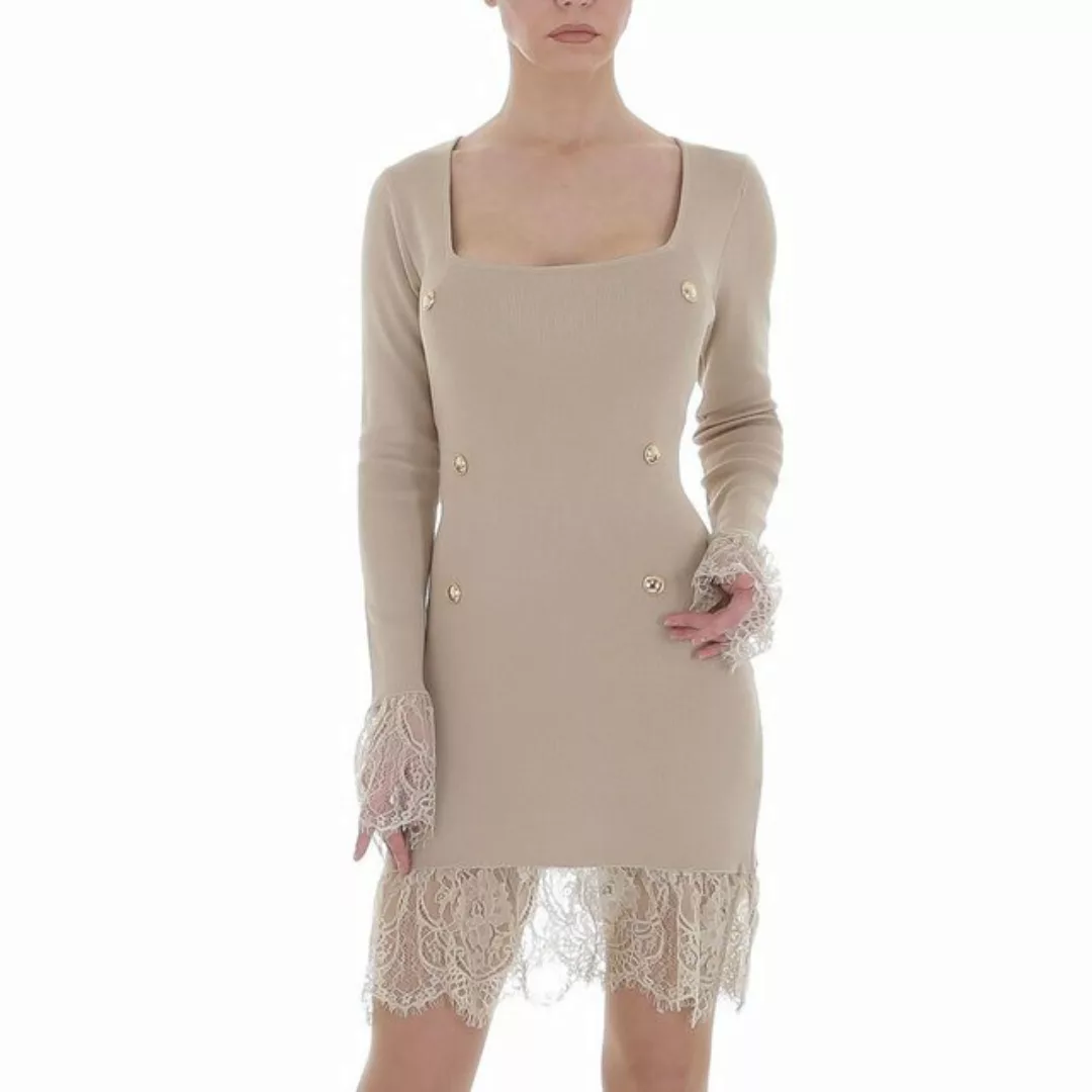 Ital-Design Minikleid Damen Party & Clubwear Knopfleiste Spitze Strickoptik günstig online kaufen