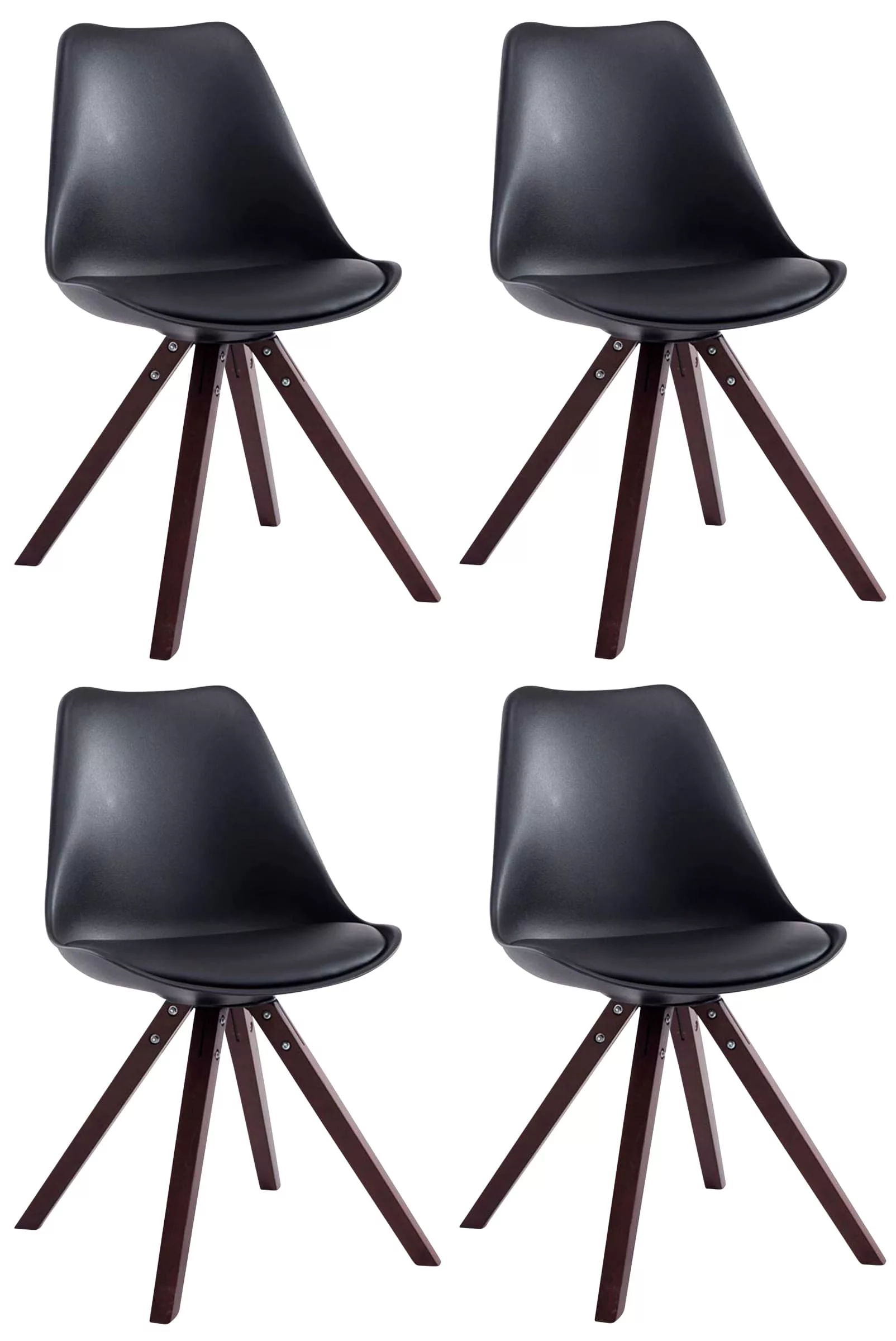 4er Set Stühle Toulouse Kunstleder Cappuccino Square Schwarz günstig online kaufen