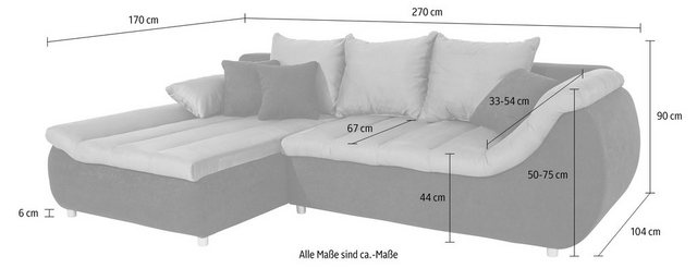 INOSIGN Ecksofa Imola L-Form, mit Bettfunktion günstig online kaufen