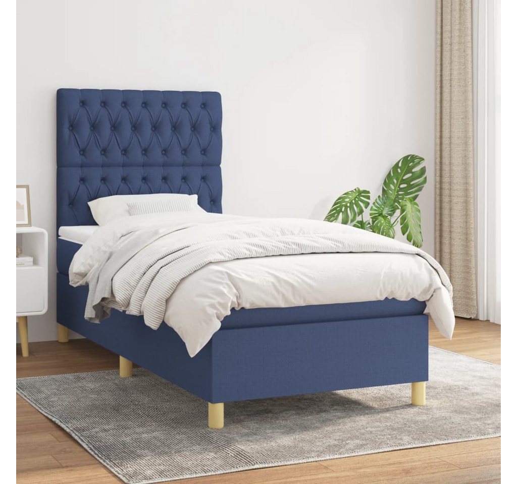 vidaXL Boxspringbett Bett Boxspringbett mit Matratze Stoff (90 x 190 cm, Bl günstig online kaufen