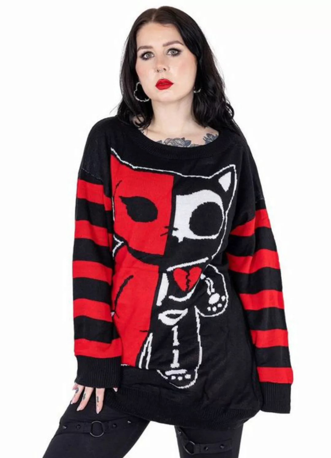 Cupcake Cult Sweatshirt Half Dead Cat Zombie Kitty Katze Anime Manga Kawaii günstig online kaufen