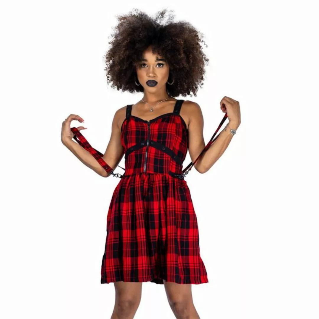 Heartless Minikleid Eclipse Red Check Punk Grunge Tartan Kariert Riemen günstig online kaufen