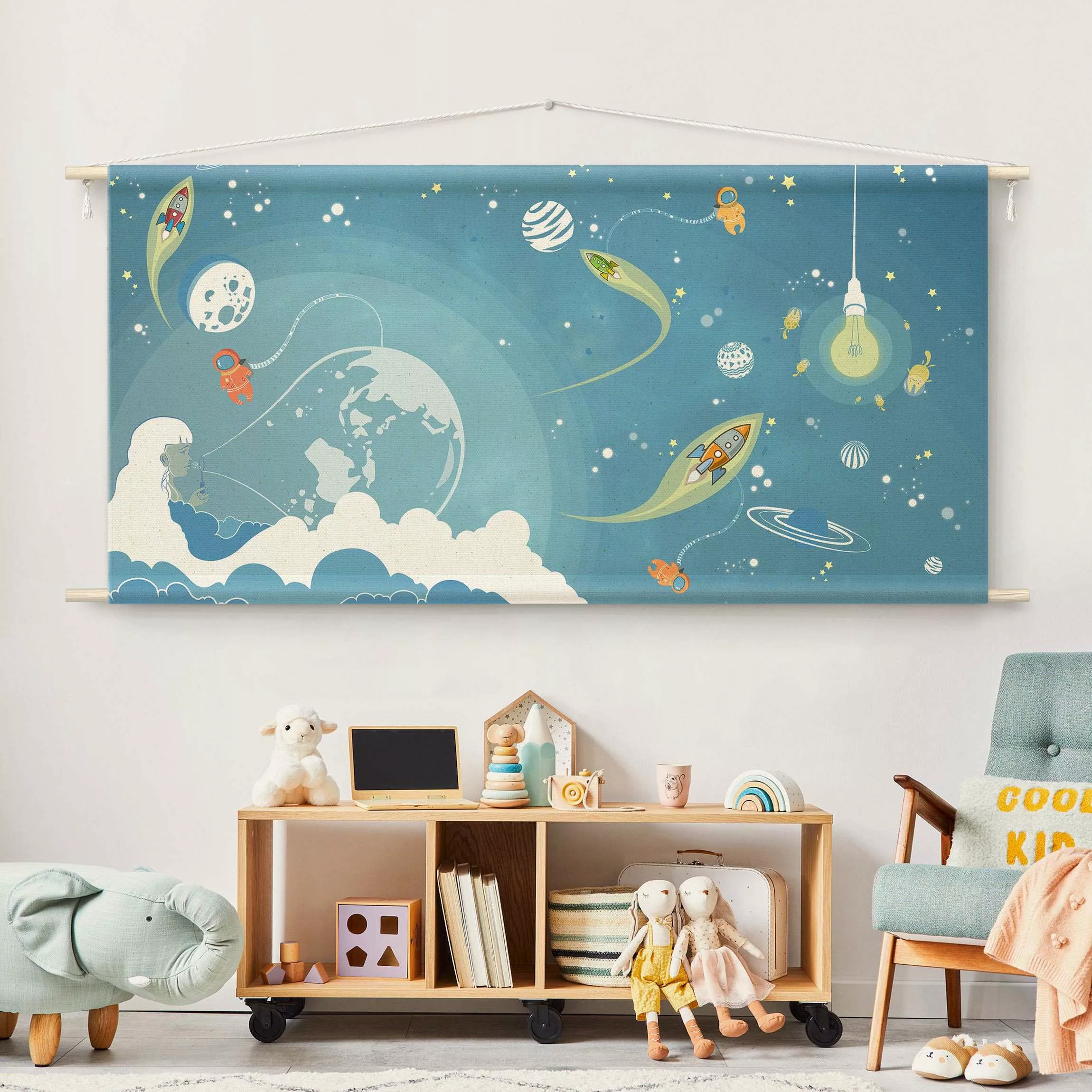 Wandteppich No.MW16 Buntes Weltraumtreiben günstig online kaufen