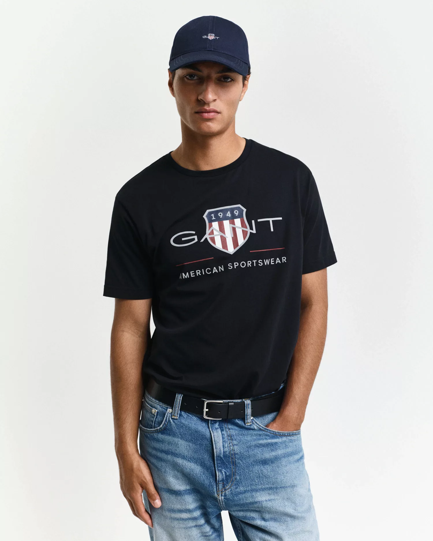 Gant T-shirt Logo Grau  - Größe M günstig online kaufen