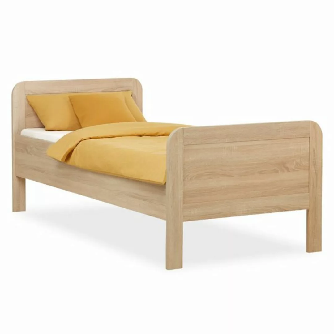 Homestyle4u Holzbett 90x200 Komfortbett mit Lattenrost Seniorenbett Eiche B günstig online kaufen