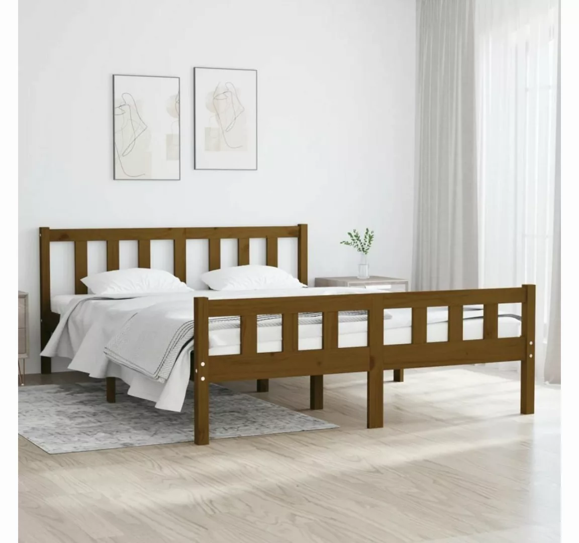 furnicato Bett Massivholzbett Honigbraun 135x190 cm günstig online kaufen