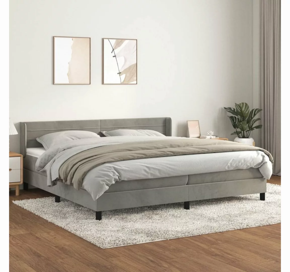 furnicato Bett Boxspringbett mit Matratze Hellgrau 200x200 cm Samt günstig online kaufen