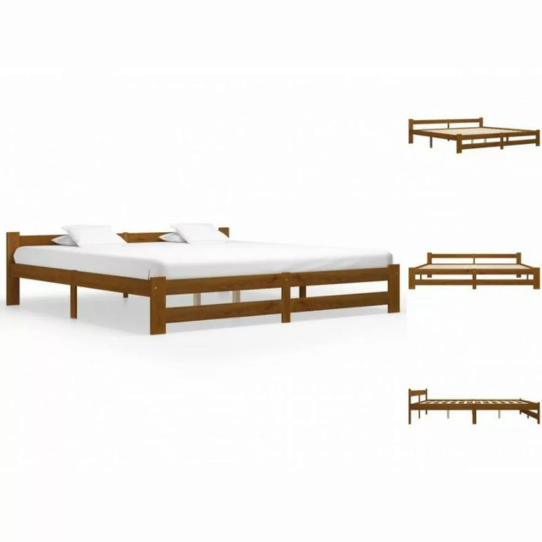 vidaXL Bettgestell Massivholzbett Honigbraun Kiefer 200x200 cm Doppelbett B günstig online kaufen