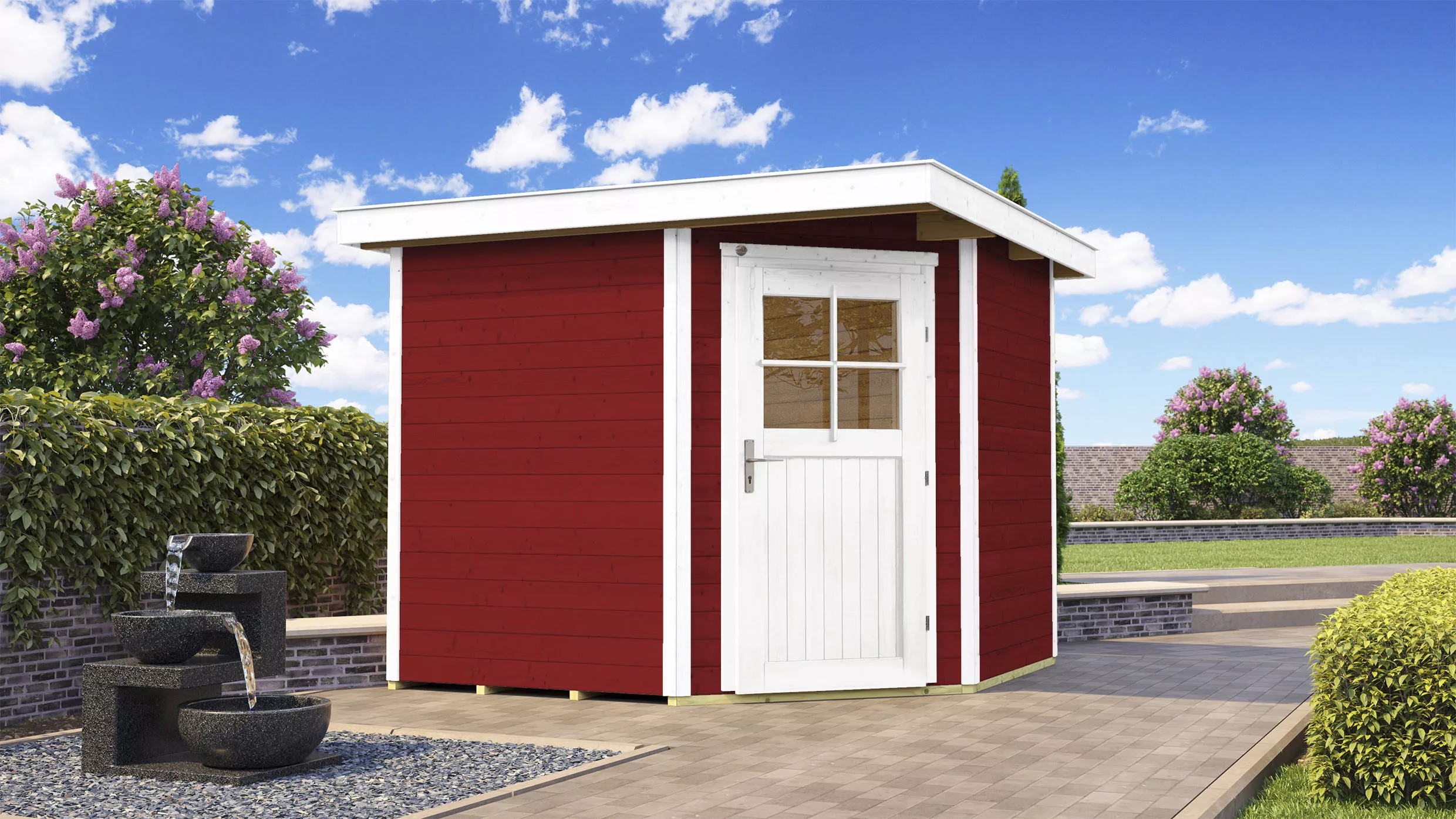 Weka Holz-Gartenhaus Angolo B Schwedenrot-Weiß BxT: 239 cm x 235 cm günstig online kaufen