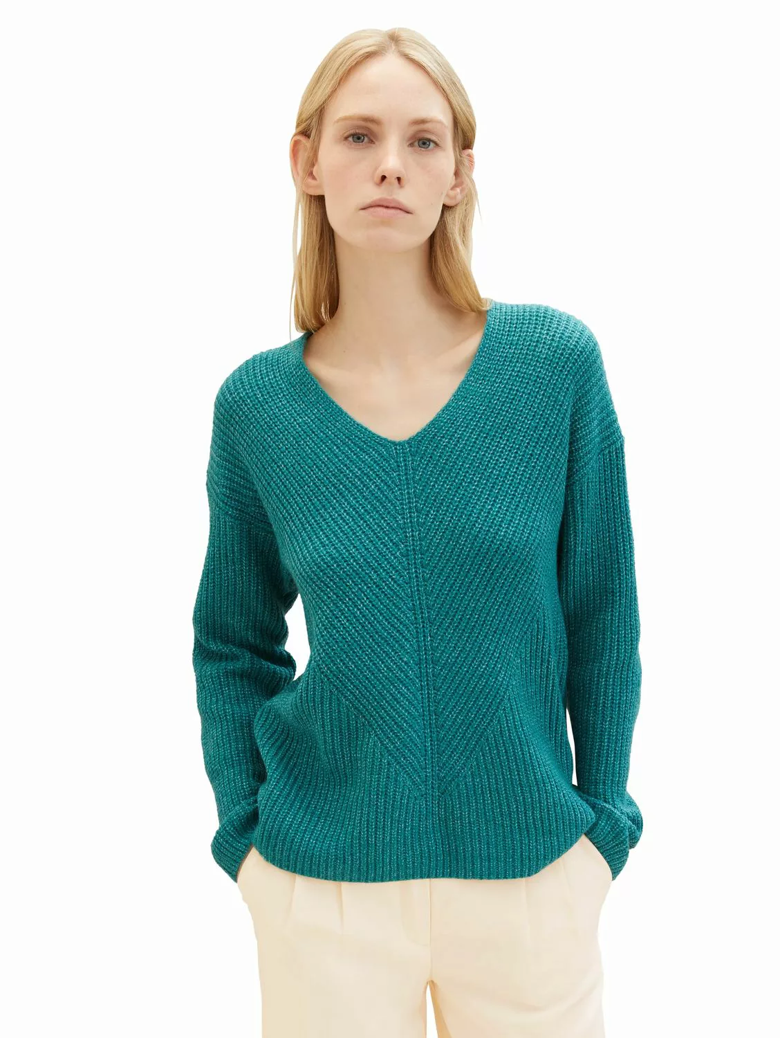 Tom Tailor Damen Pullover KNIT V-NECK - Regular Fit günstig online kaufen