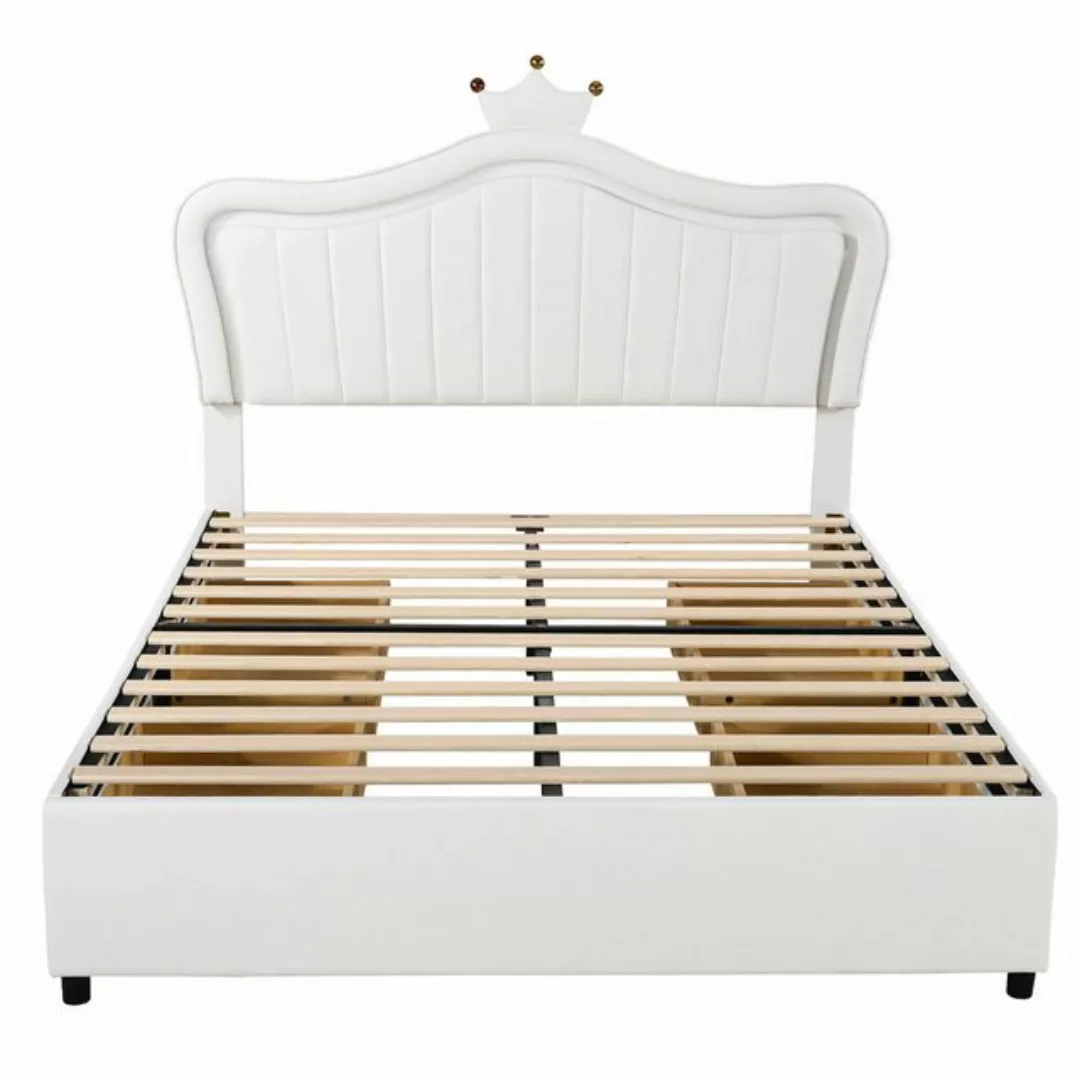 Romance Polsterbett Stauraumbett Prinzessinbett Doppelbett mit LED Beleucht günstig online kaufen