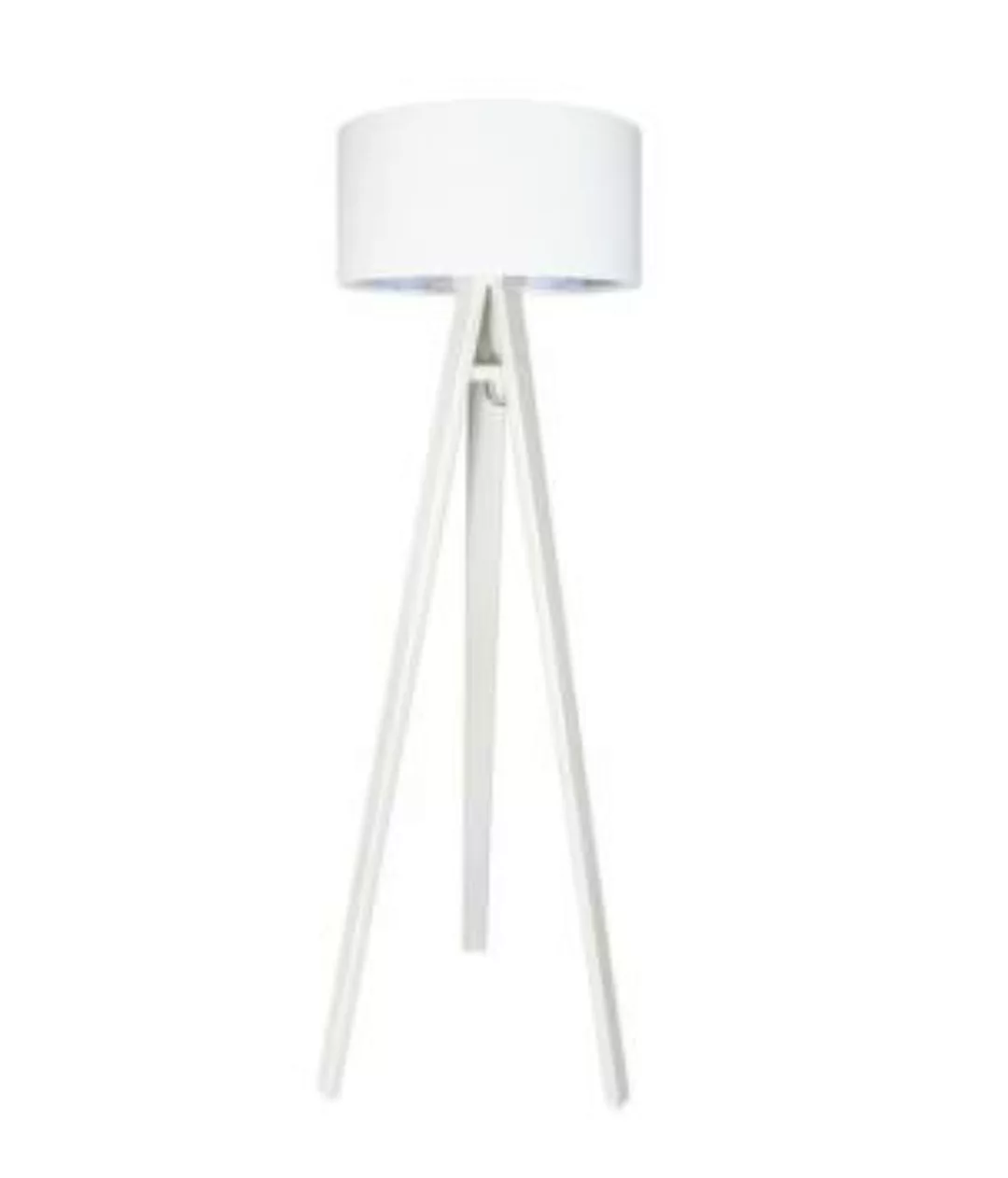 Stehleuchte Schirm Holzlampe Weiß Blau Wohnzimmer günstig online kaufen