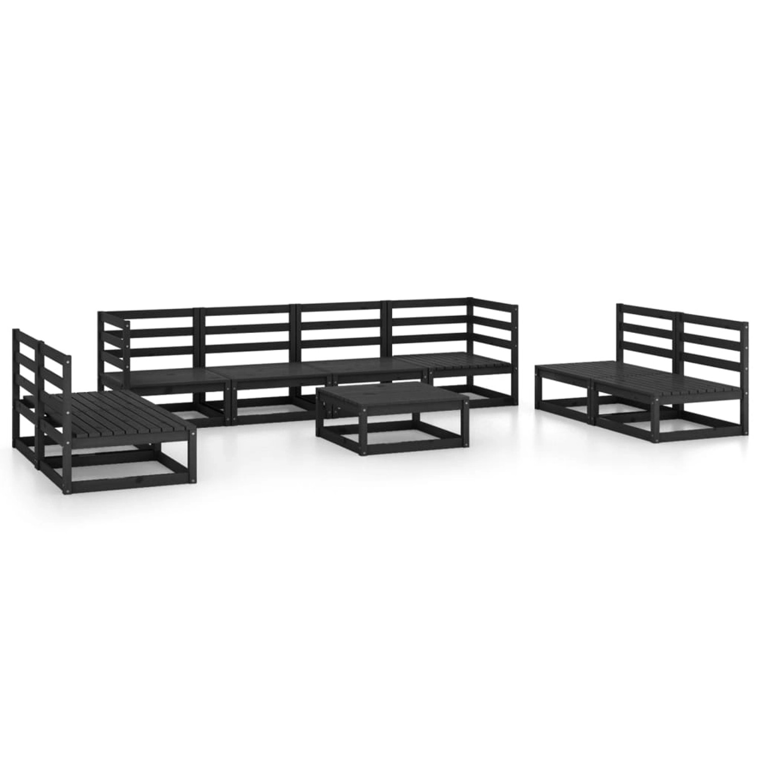 vidaXL 9-tlg Garten-Lounge-Set Schwarz Massivholz Kiefer Modell 10 günstig online kaufen