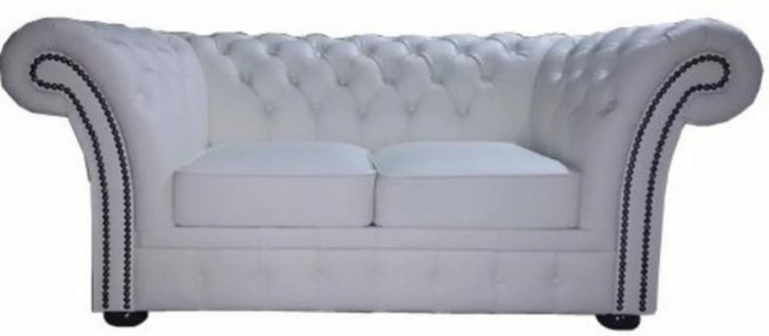 Casa Padrino Chesterfield-Sofa Chesterfield Echtleder 2er Sofa Weiß 170 x 9 günstig online kaufen