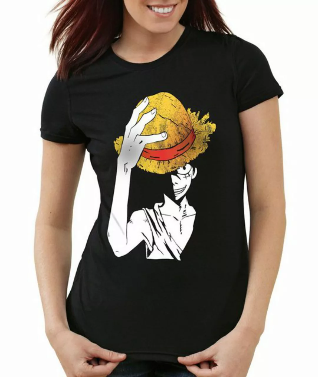 style3 T-Shirt Ruffy Straw Strohhut one piece anime Hut pirat piratenbande günstig online kaufen