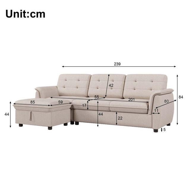 Furnishings Home Sofa Couch 3-Sitzer-Sofa mit Hocker, Sey günstig online kaufen