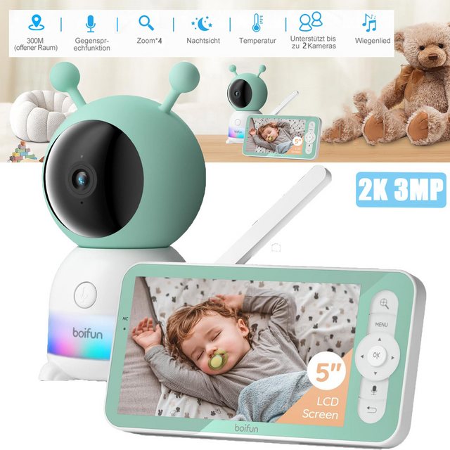 Boifun Video-Babyphone Babyphone mit Kamera 2K/3MP, 5 Zoll WiFi Video Babyp günstig online kaufen