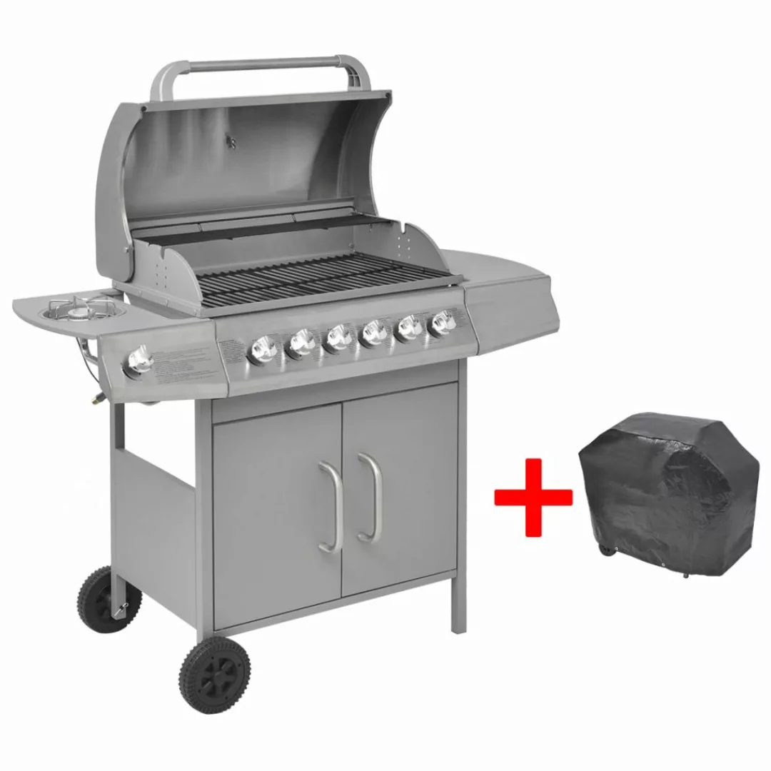 Gasgrill 6+1 Brenner Silbern günstig online kaufen