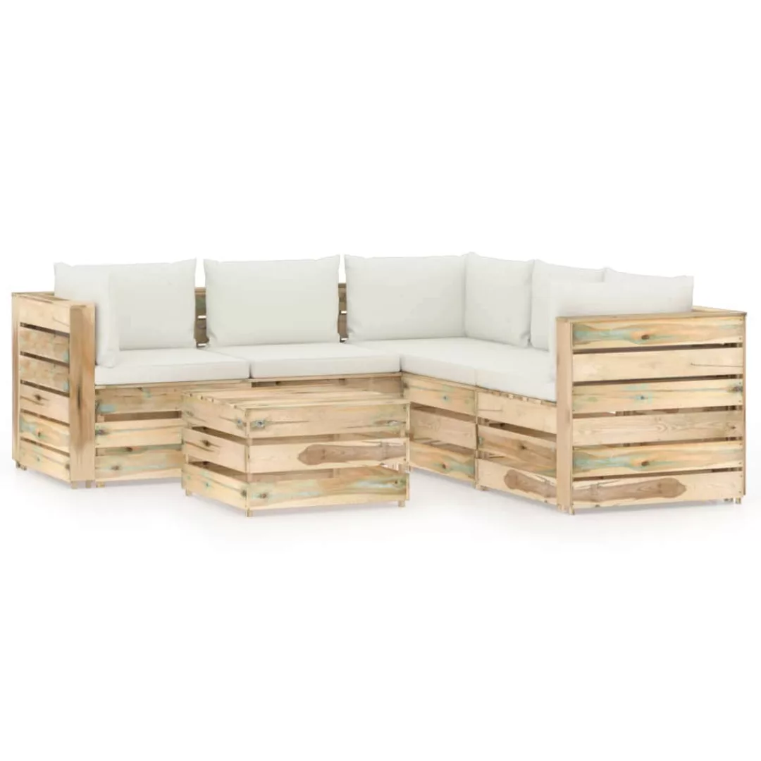 6-tlg. Garten-lounge-set Mit Kissen Grün Imprägniertes Holz günstig online kaufen