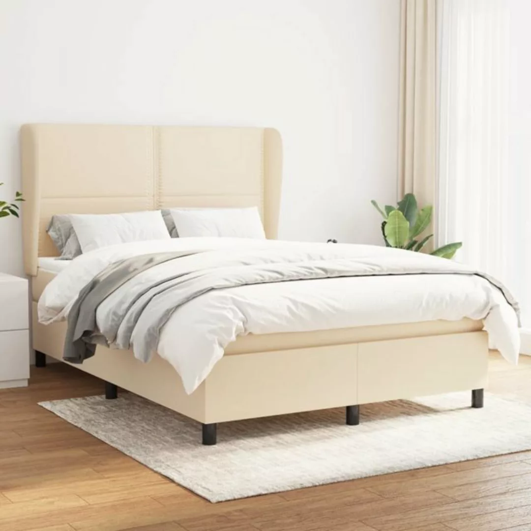 vidaXL Boxspringbett Boxspringbett mit Matratze Creme 140x200 cm Stoff Bett günstig online kaufen