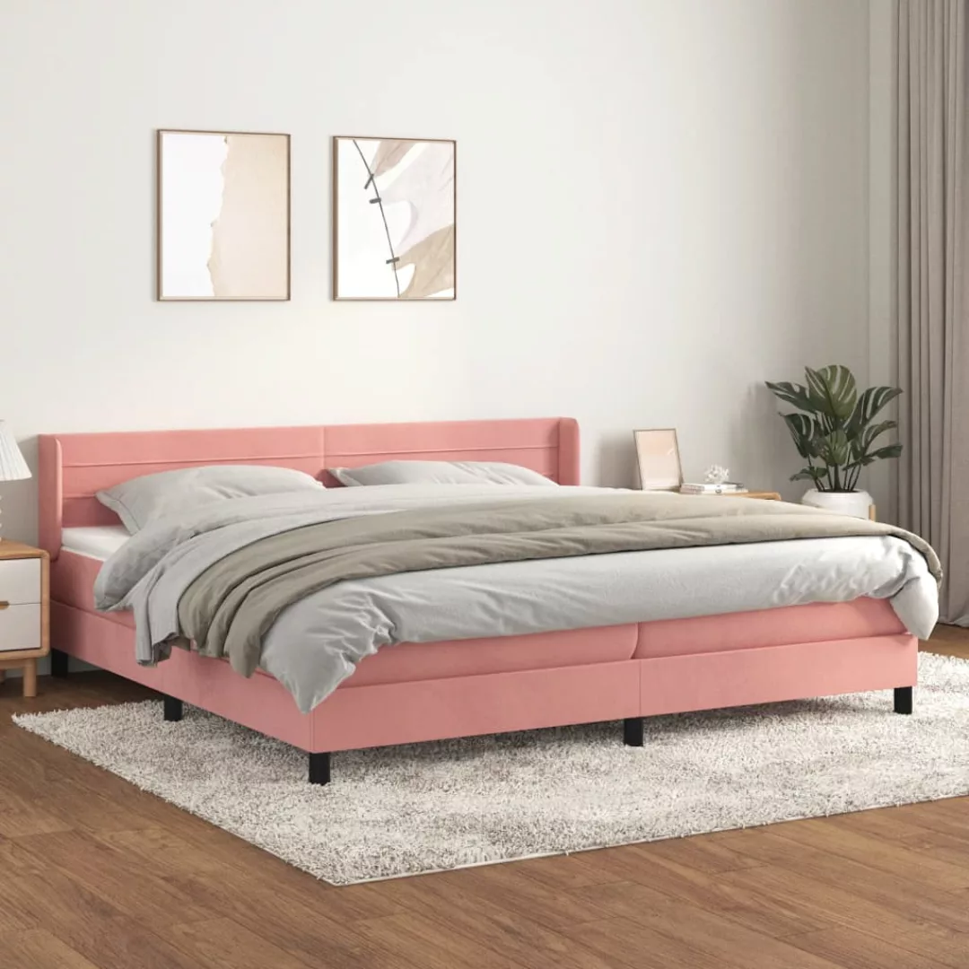 vidaXL Bettgestell Boxspringbett mit Matratze Rosa 200x200 cm Samt Bett Bet günstig online kaufen