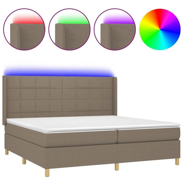 vidaXL Bettgestell Boxspringbett mit Matratze LED Taupe 200x200 cm Stoff Be günstig online kaufen