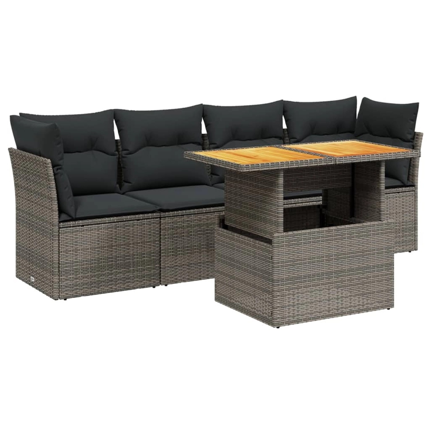 vidaXL 5-Tlg Garten-Sofagarnitur mit Kissen Grau Poly Rattan 3270668 günstig online kaufen