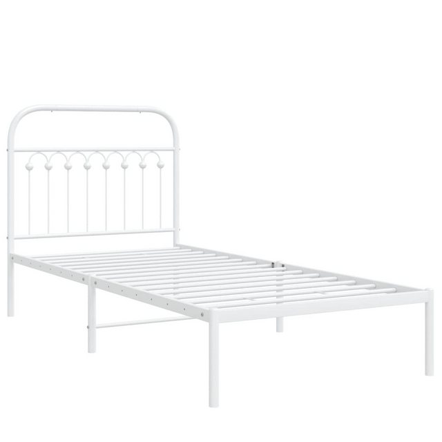 vidaXL Bett Bettgestell mit Kopfteil Metall Weiß 90x200 cm günstig online kaufen