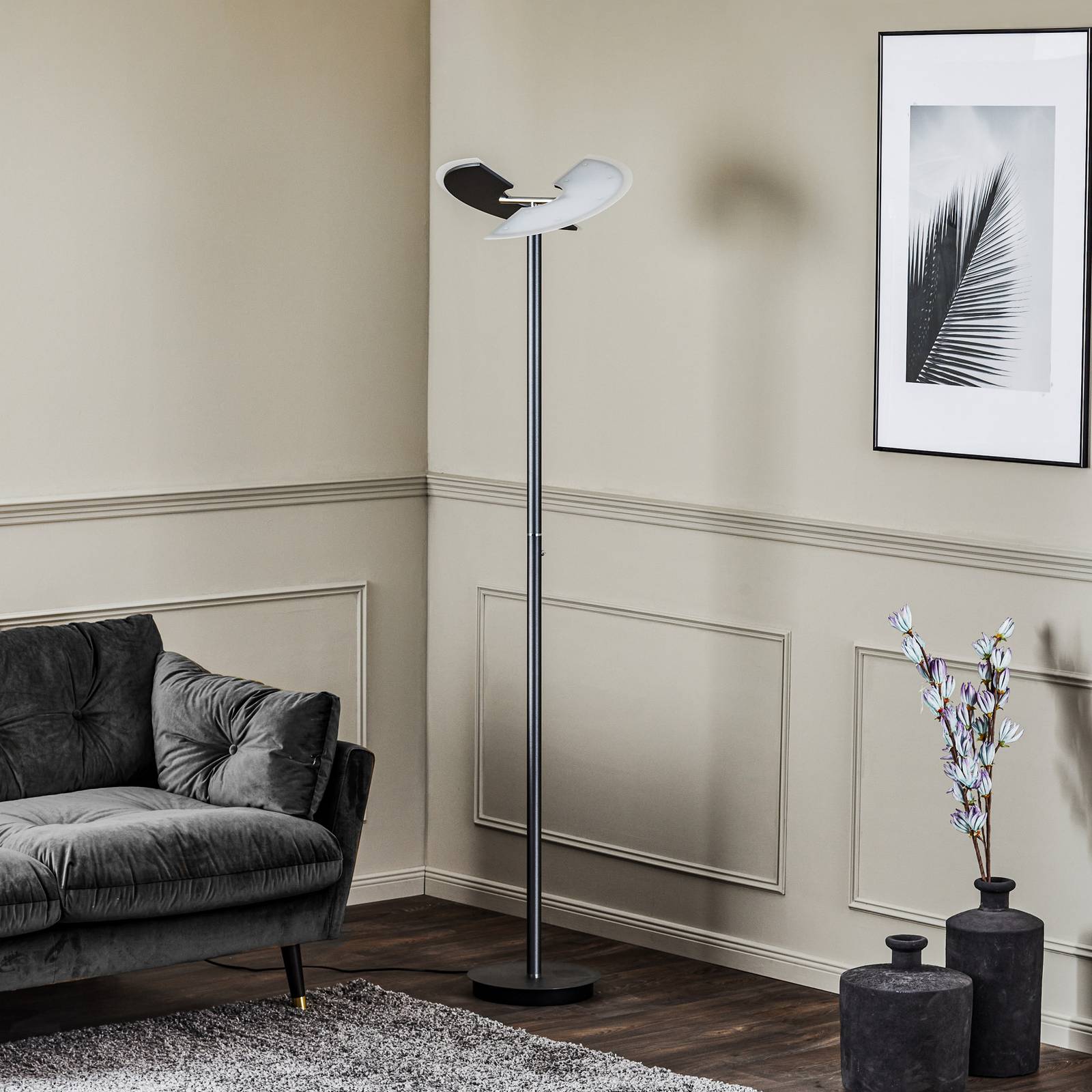 Lucande Kohen LED-Stehlampe anthrazit ohne Lesearm günstig online kaufen